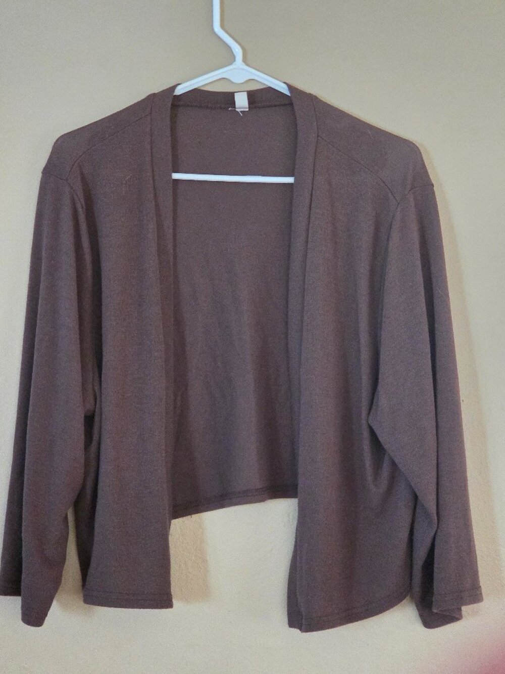 Brown 1X Cropped Cardigan